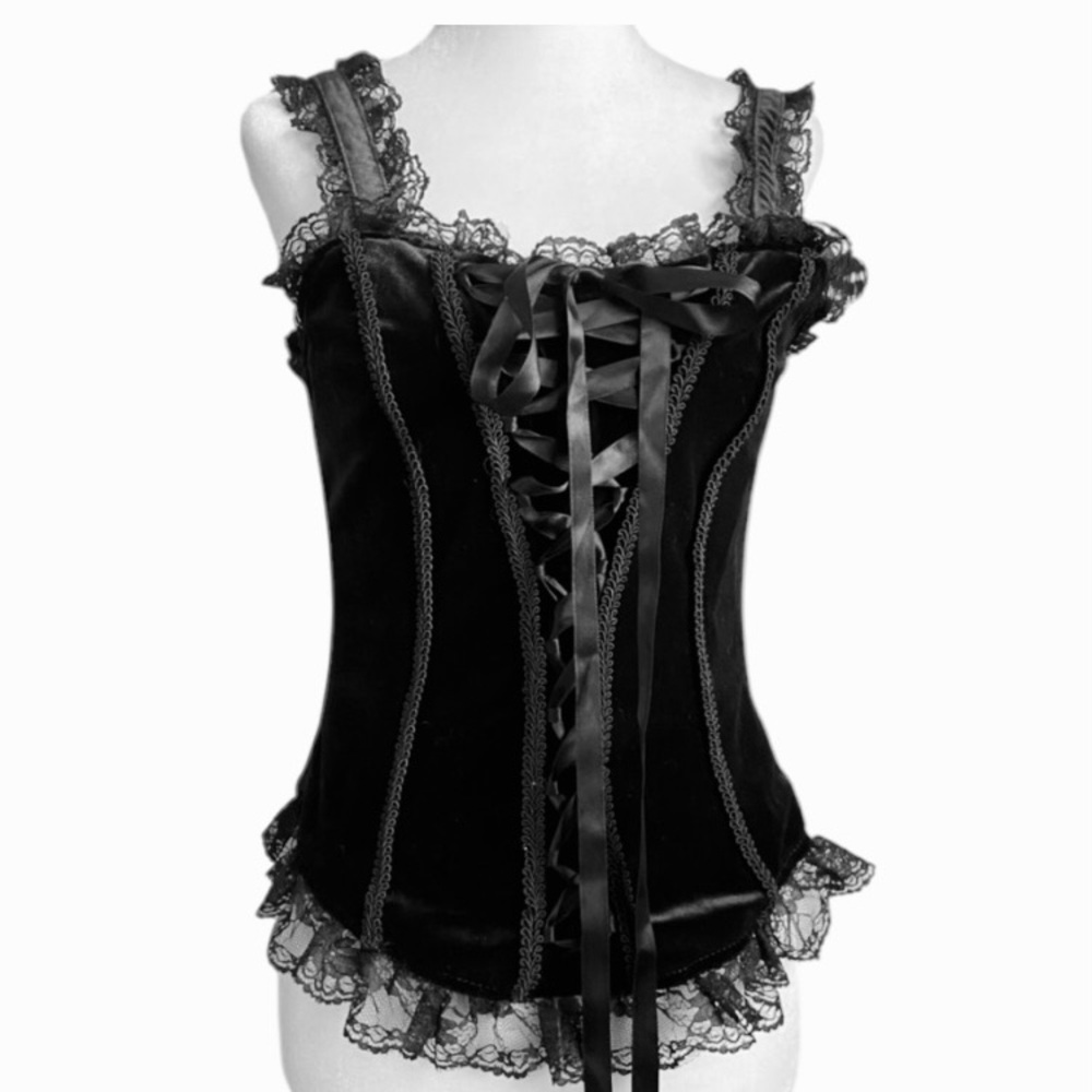 Black velvet corset top